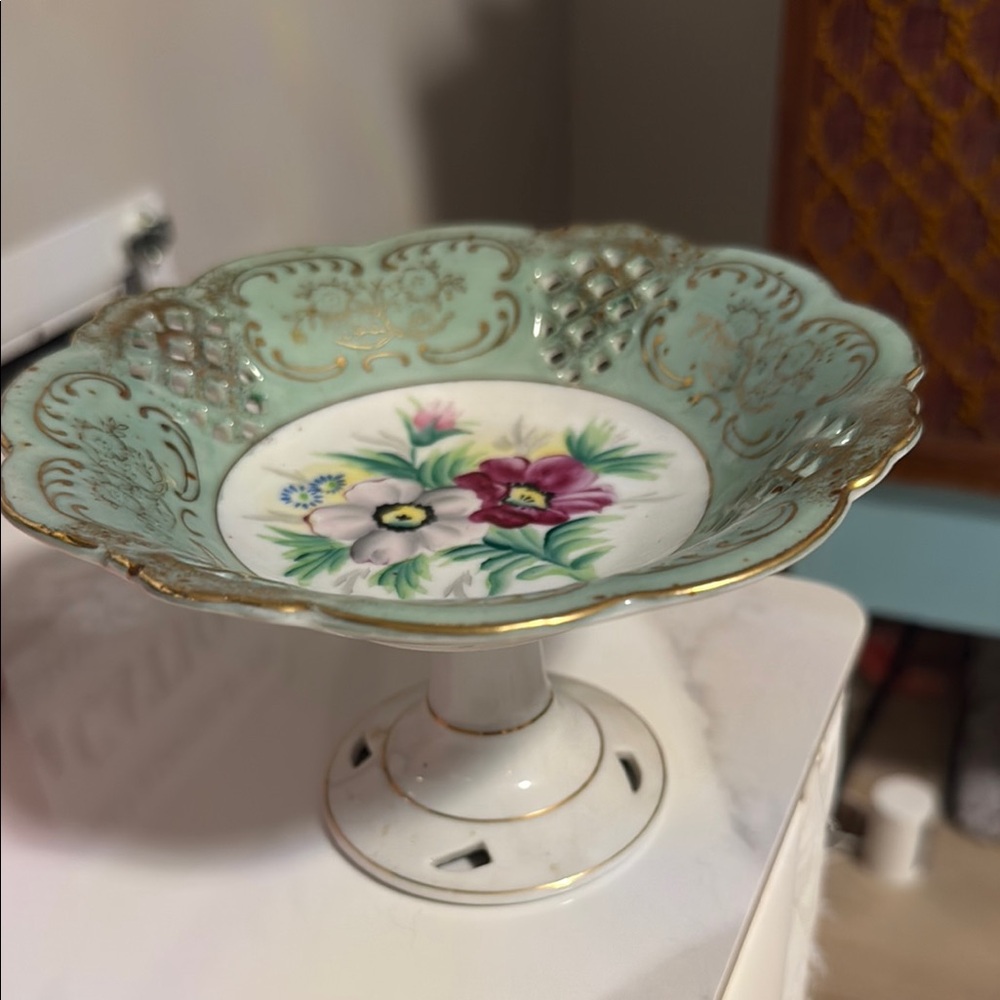 Floral Decorative Pedestal Dish